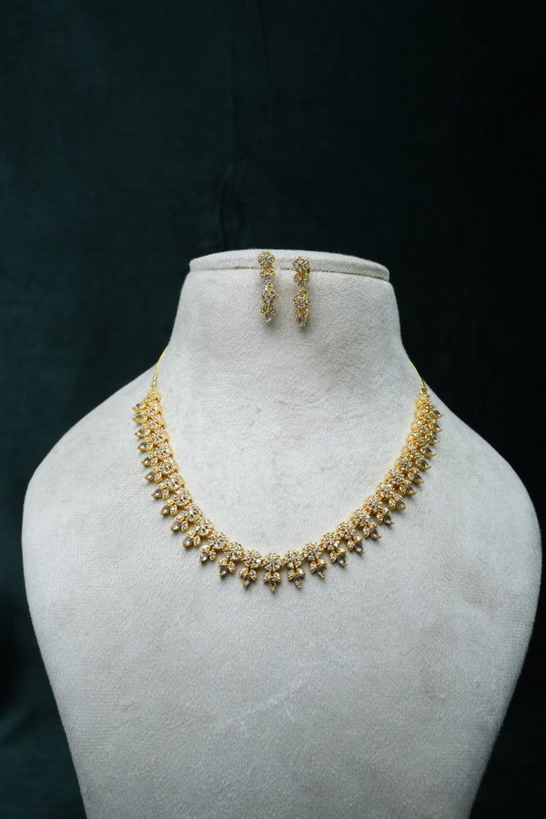 Elegant CZ-Stone Necklace and Earrings Set