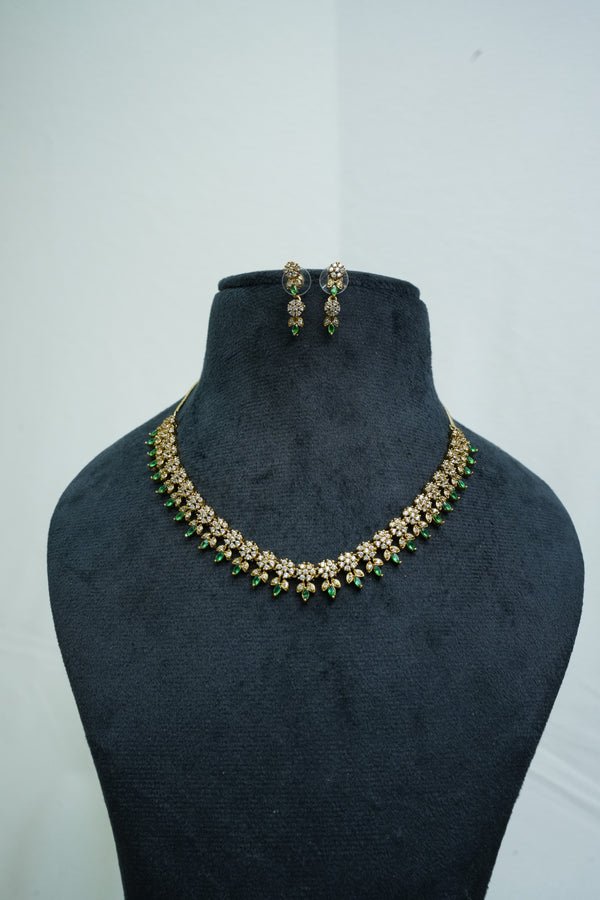 Elegant CZ-Stone Necklace and Earrings Set
