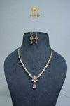 Elegant CZ Stone Necklace and Earrings Set