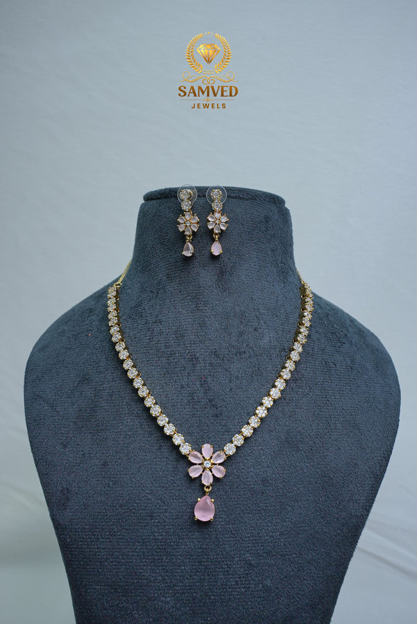 Elegant CZ Stone Necklace and Earrings Set