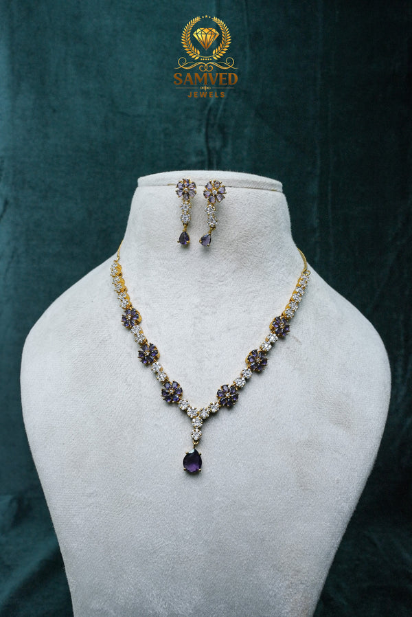Elegant CZ-Stone Necklace and Earrings Set