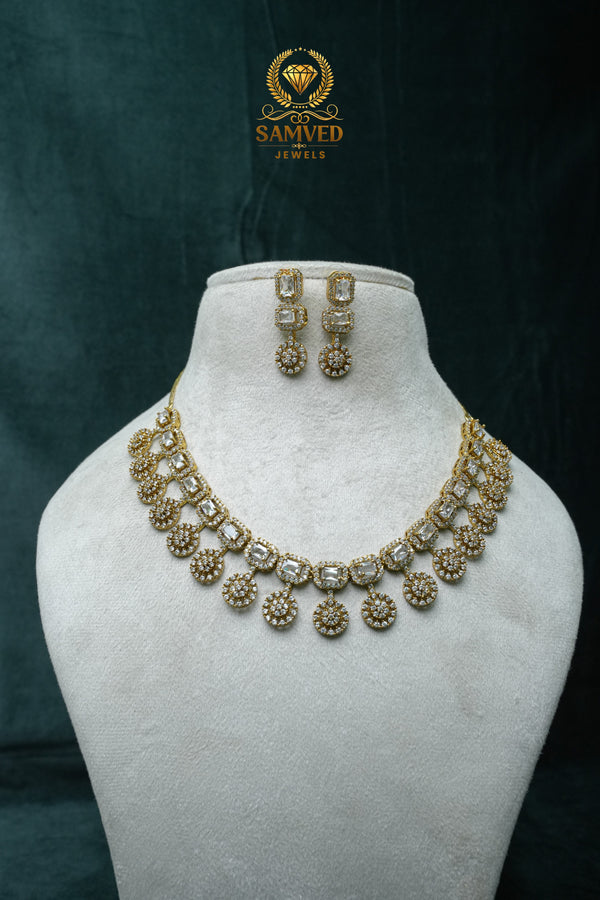 Fashion CZ-Stone Necklace and Earrings set