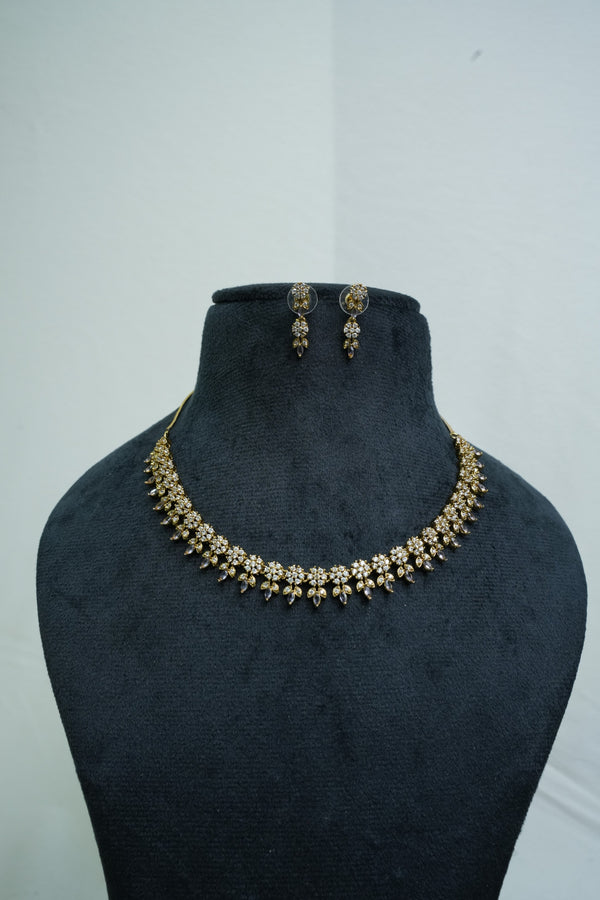 Elegant CZ-Stone Necklace and Earrings Set