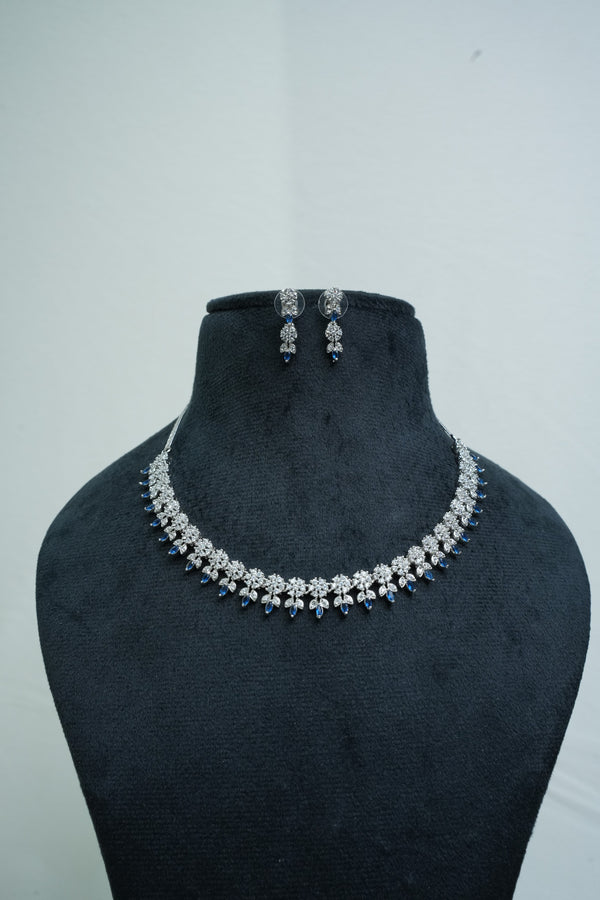 Elegant CZ-Stone Necklace and Earrings Set