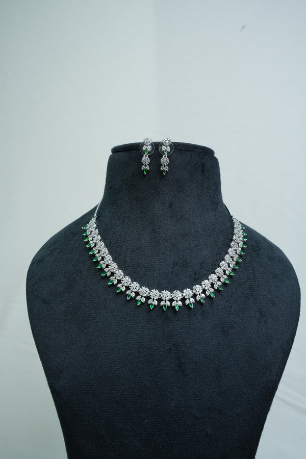 Elegant CZ-Stone Necklace and Earrings Set
