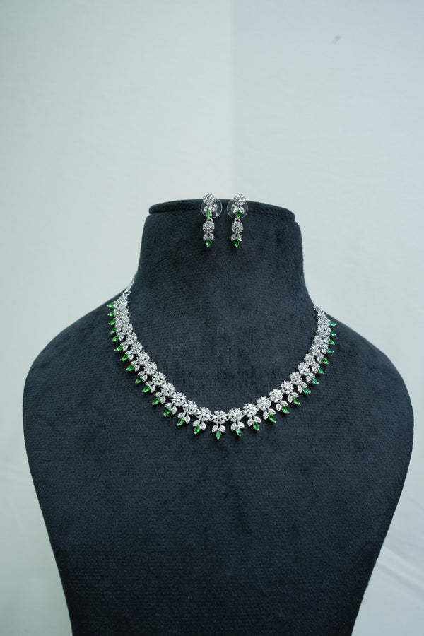 Elegant CZ-Stone Necklace and Earrings Set