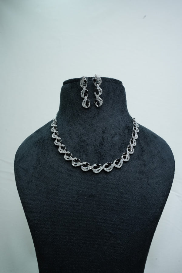 Elegant CZ-Stone Necklace and Earrings Set