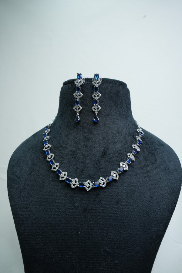 Elegant CZ-Stone Necklace and Earrings Set