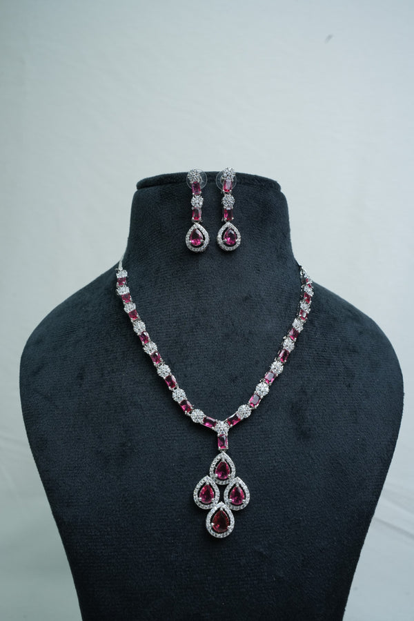 CZ-Stone Necklace and Earrings Set