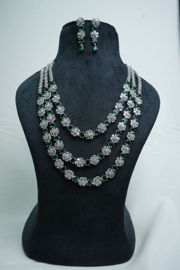 Luxurious CZ-Stone Necklace and Earrings Set
