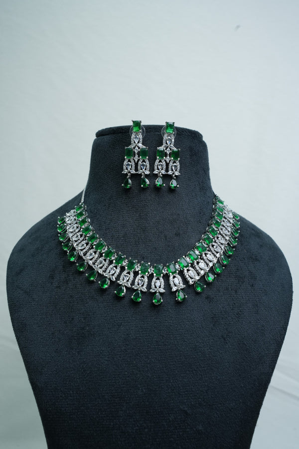 Beautiful CZ-Stone Necklace and Earrings Set
