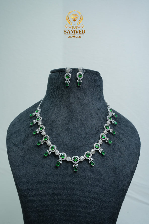 CZ-Stone Necklace and Earrings Set