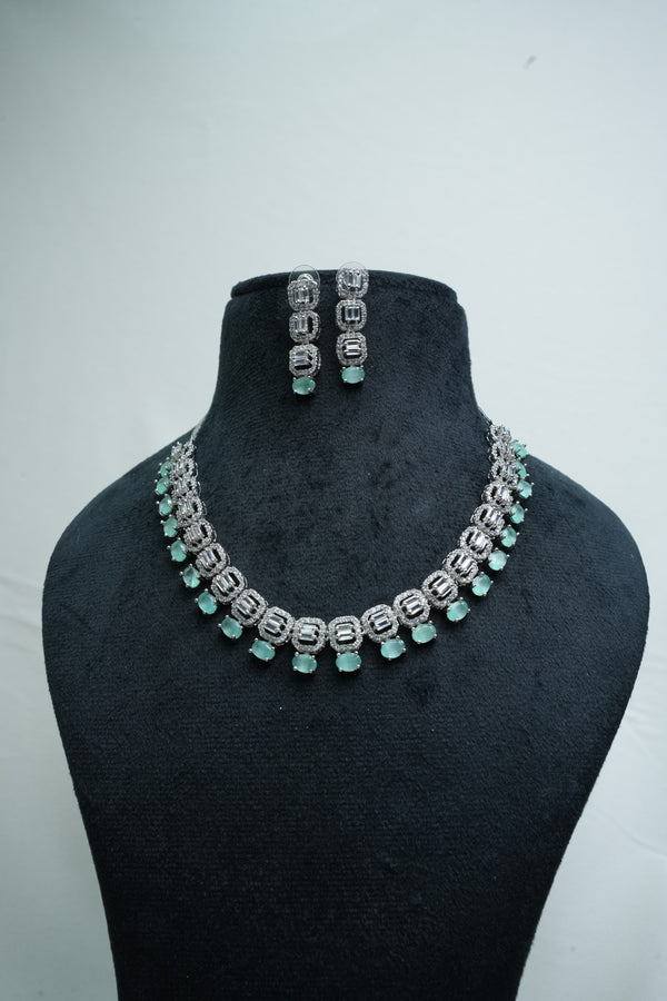Fast Fashion CZ-Stone Necklace and Earrings Set