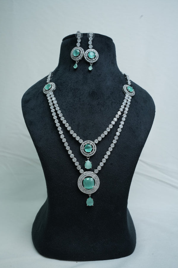 CZ-Stone Necklace and Earrings Set