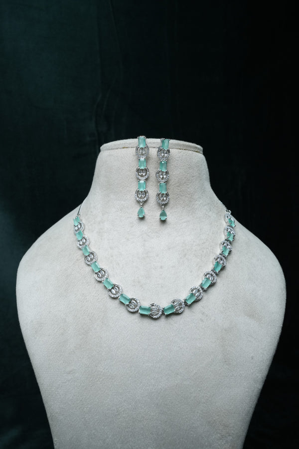 CZ-Stone Necklace and Earrings Set