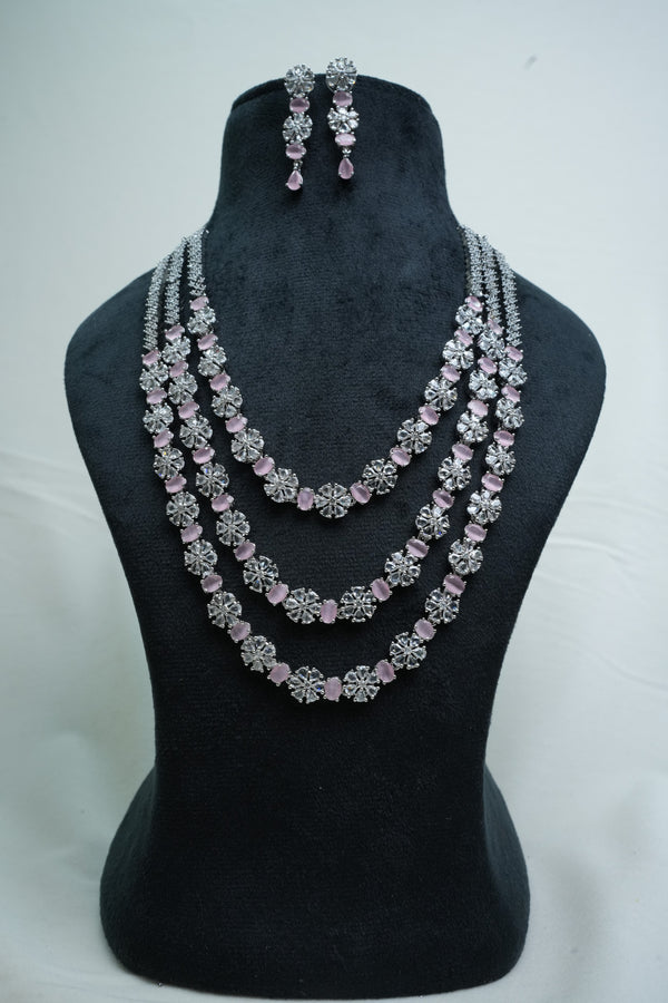 Luxurious CZ-Stone Necklace and Earrings Set