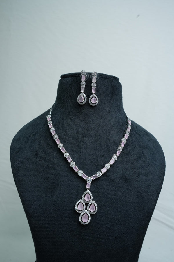 CZ-Stone Necklace and Earrings Set