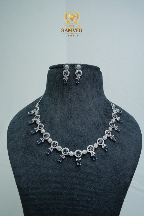 CZ-Stone Necklace and Earrings Set