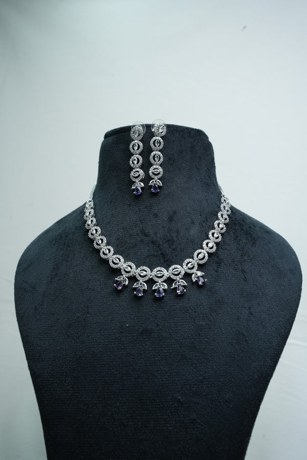 Elegant CZ-Stone Necklace and Earrings Set