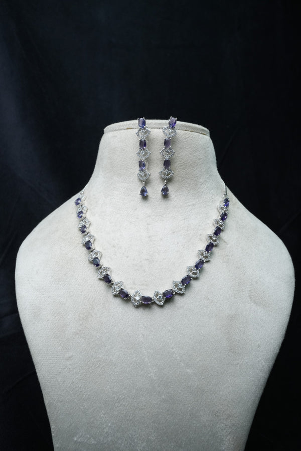 Elegant CZ-Stone Necklace and Earrings Set
