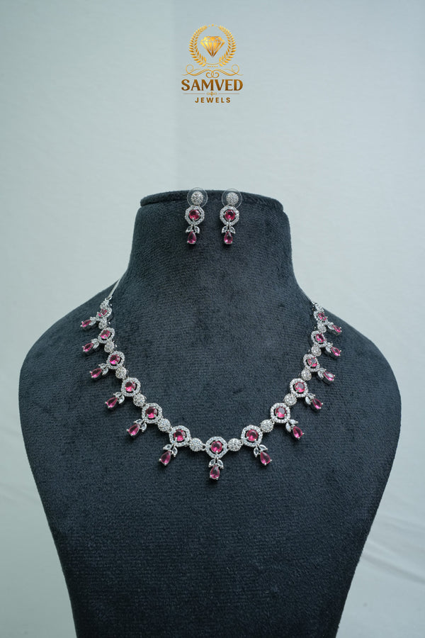CZ-Stone Necklace and Earrings Set