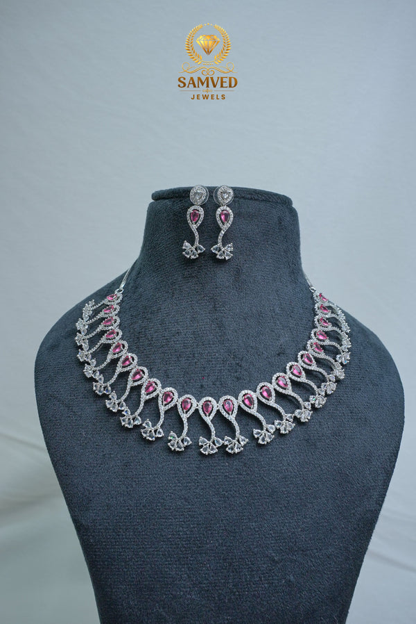 ElegantCZ Stone Necklace and Earrings Set