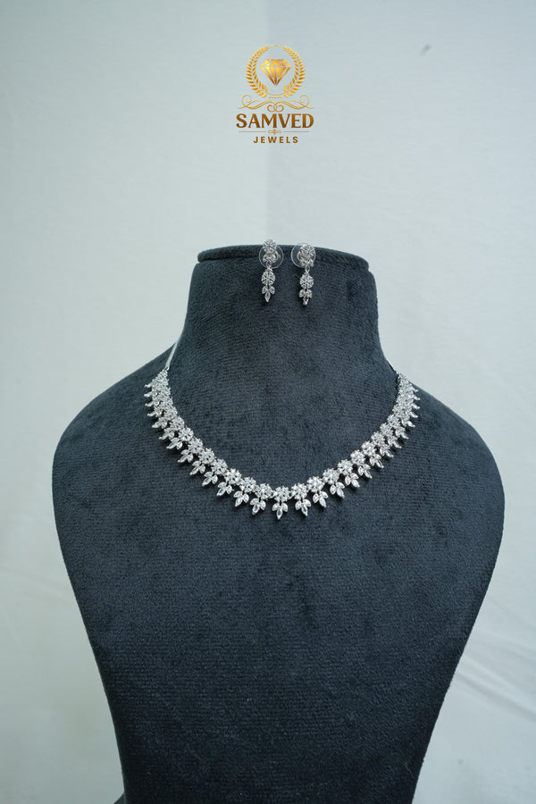 Elegant CZ-Stone Necklace and Earrings Set