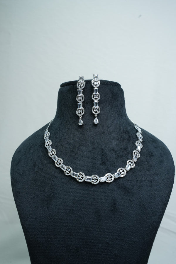 CZ-Stone Necklace and Earrings Set