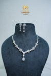 Elegant CZ-Stone Necklace and Earrings Set