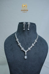 Elegant CZ-Stone Necklace and Earrings Set