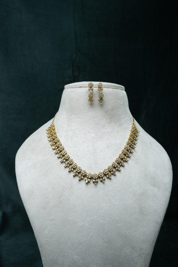 Elegant CZ-Stone Necklace and Earrings Set