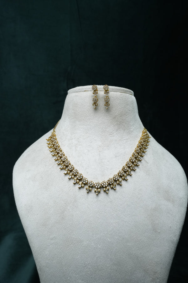Elegant CZ-Stone Necklace and Earrings Set