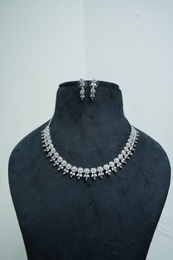 Elegant CZ-Stone Necklace and Earrings Set
