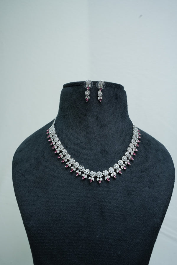 Elegant CZ-Stone Necklace and Earrings Set