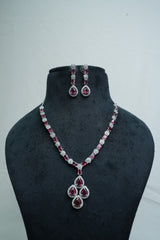 CZ-Stone Necklace and Earrings Set
