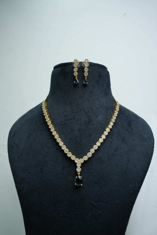 Elegant CZ Necklace and Drop Earrings Set