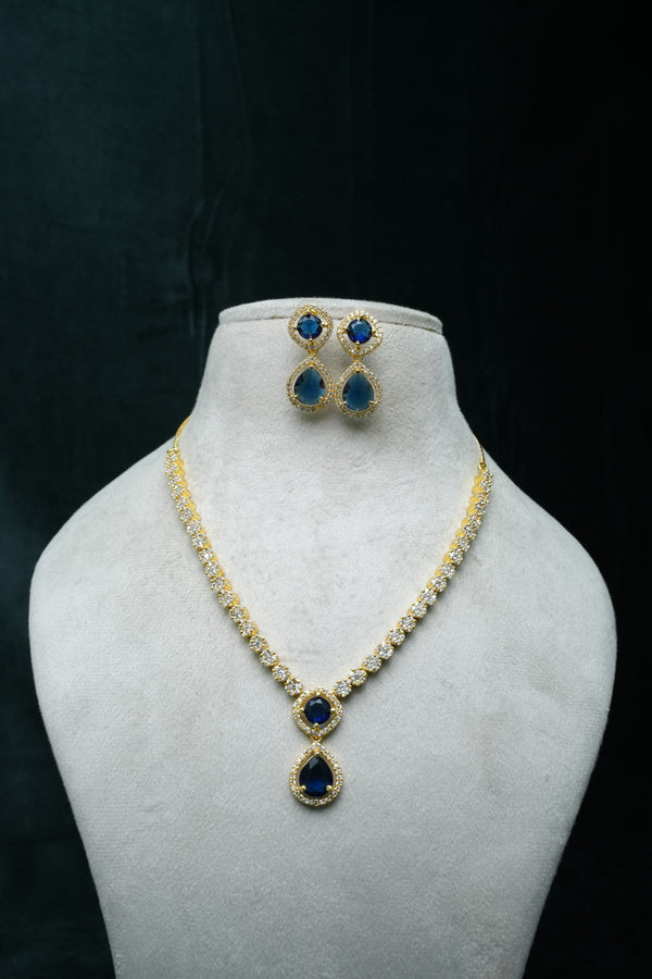 Elegant CZ-Stone Necklace and Earring Set