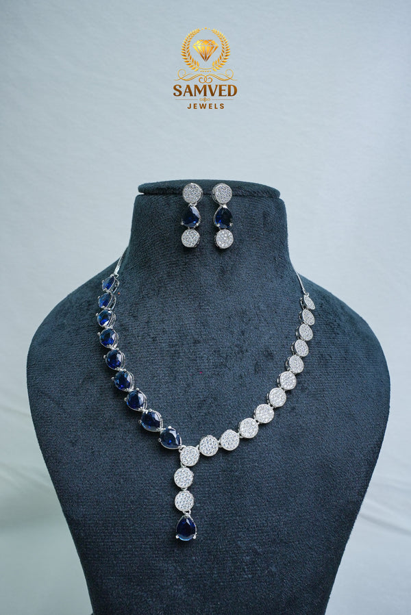 FAMOUS CZ-STONE NECKLACE AND EARRINGS SET