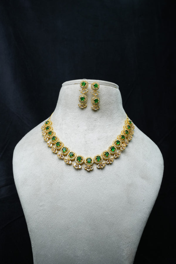 Elegant CZ Stone Necklace and Earrings Set