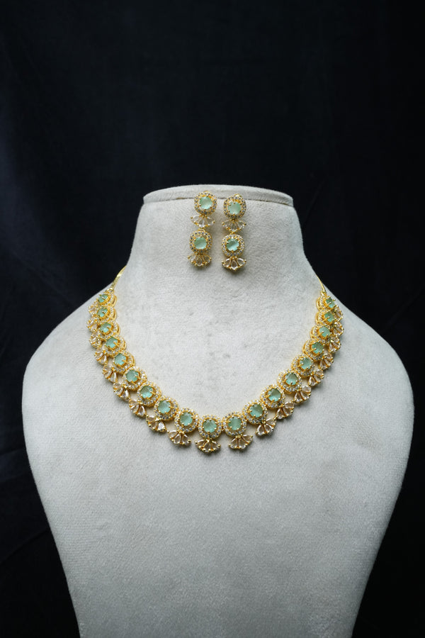Elegant CZ Stone Necklace and Earrings Set