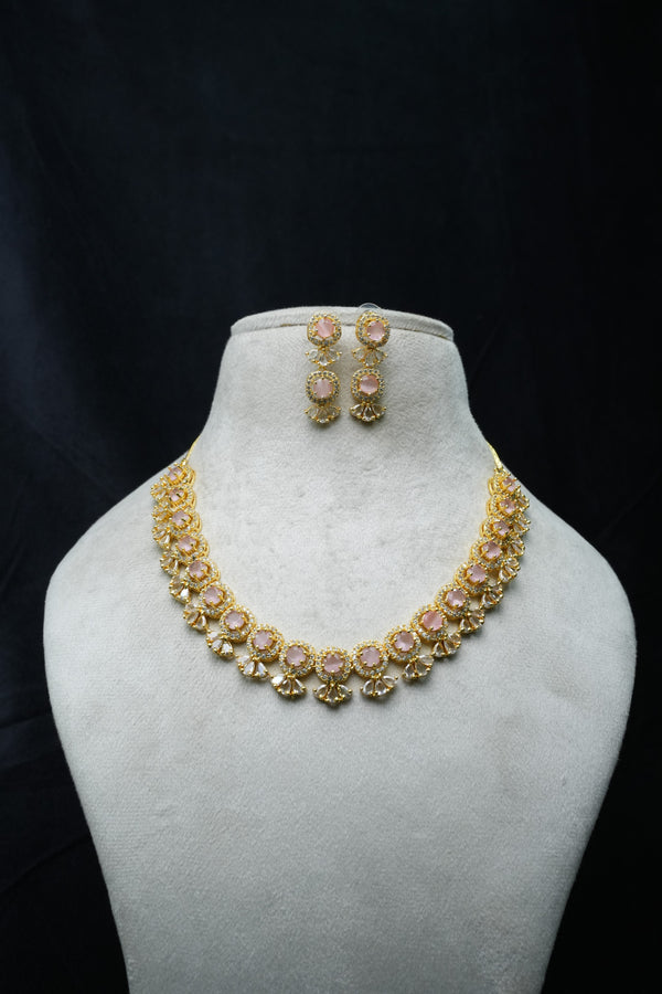 Elegant CZ Stone Necklace and Earrings Set