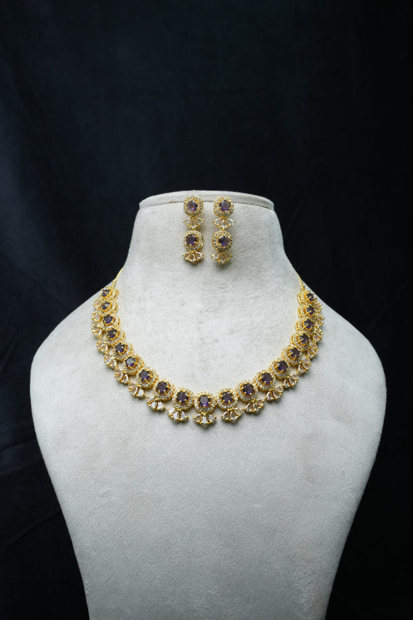 Elegant CZ Stone Necklace and Earrings Set