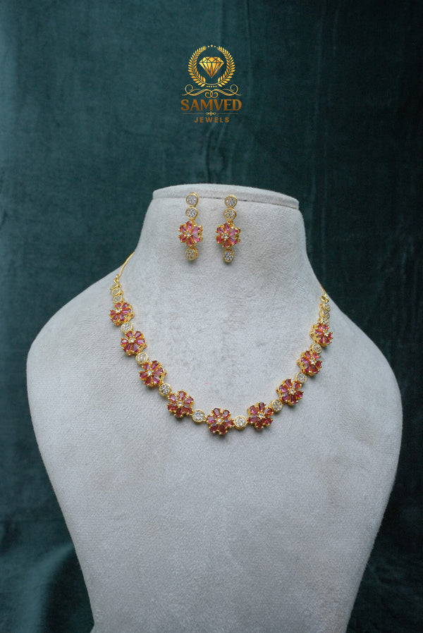 ELEGANT CZ-NECKLACE AND EARRINGS SET