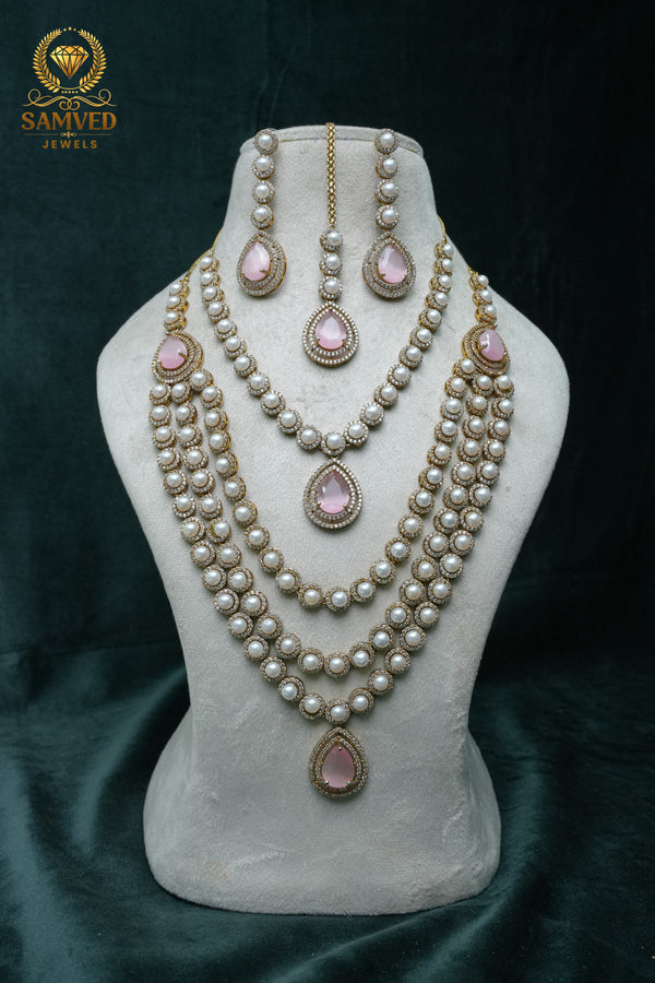 CZ-STONE NECKLACE AND EARRINGS SET