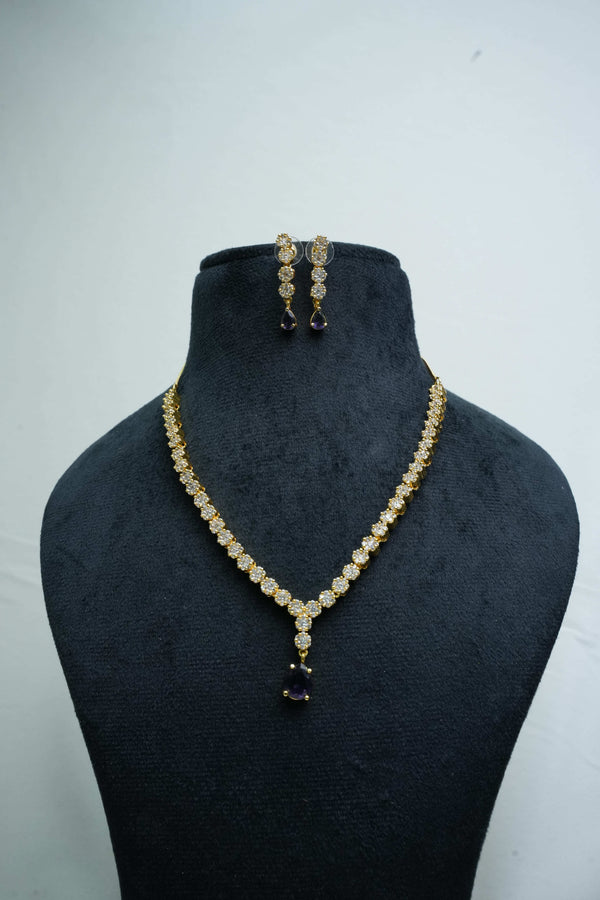 Elegant CZ Necklace and Drop Earrings Set