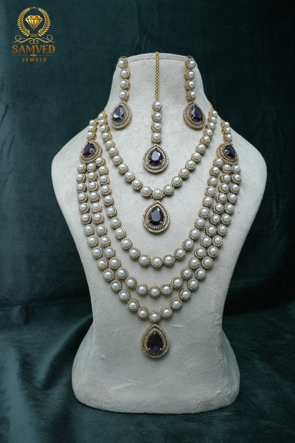 CZ-STONE NECKLACE AND EARRINGS SET