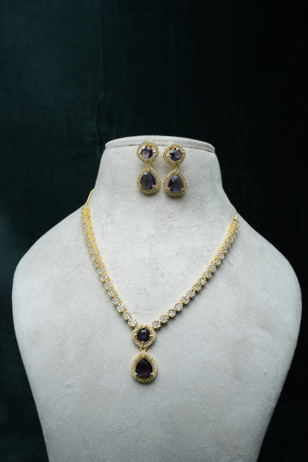 Elegant CZ-Stone Necklace and Earring Set
