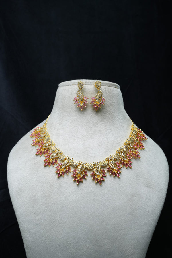 Luxurious CZ-Stone Necklace and Earring Set