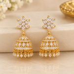 1 Gram Gold CZ Stone Jhumki Earrings