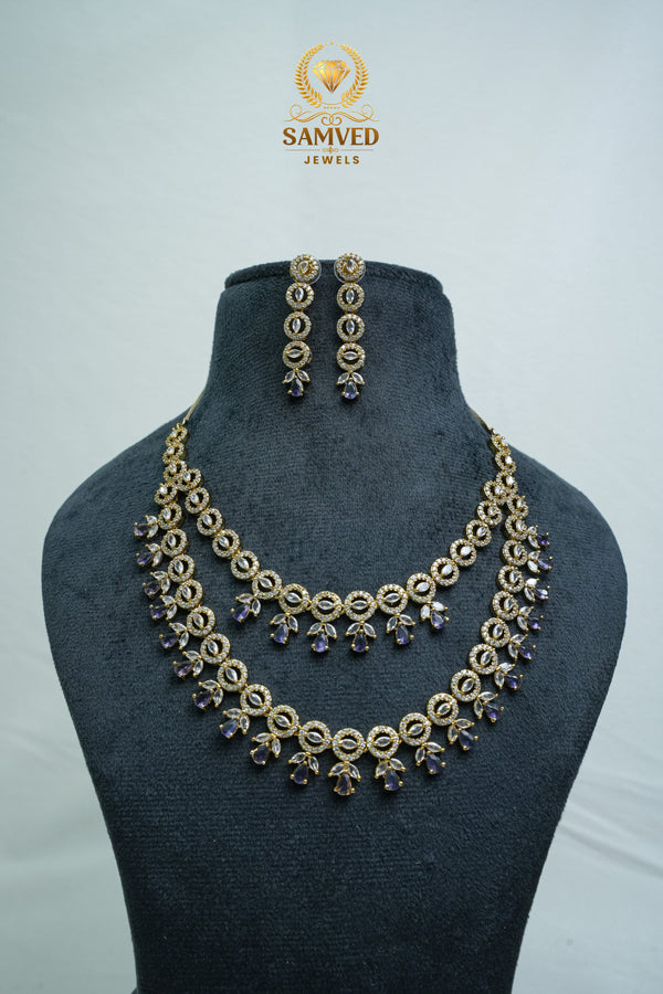 Elegant CZ Stone Necklace and Earrings Set
